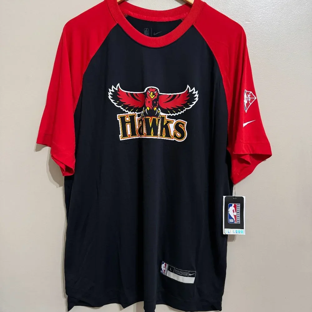 Nike NBA Atlanta Hawks Throwback Team Issue Player Pregame Shirt Mens NEW